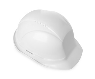 Photo of Hard hat isolated on white. Safety equipment