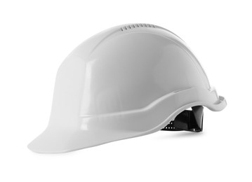 Photo of Hard hat isolated on white. Safety equipment