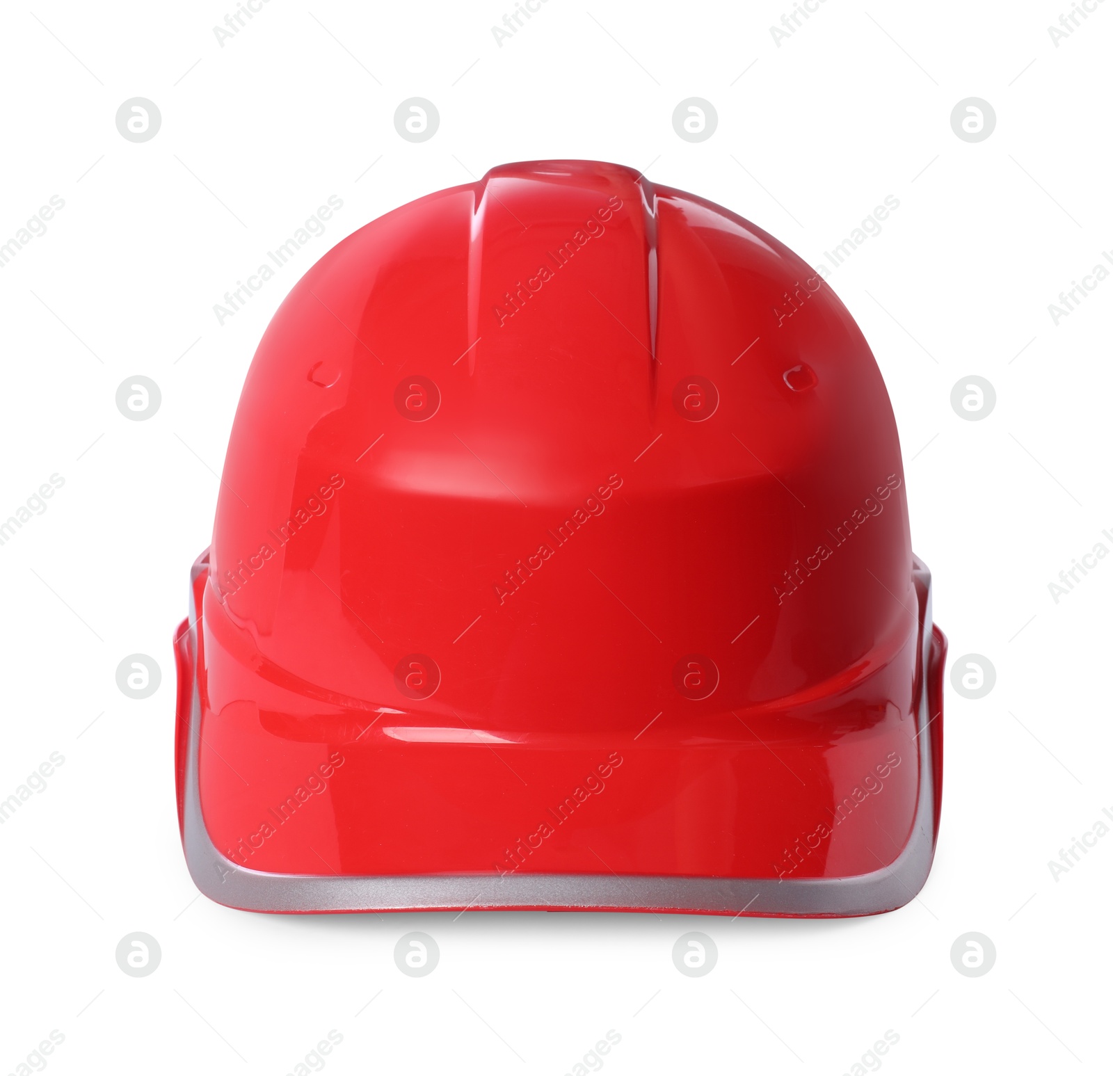 Photo of Orange hard hat isolated on white. Safety equipment