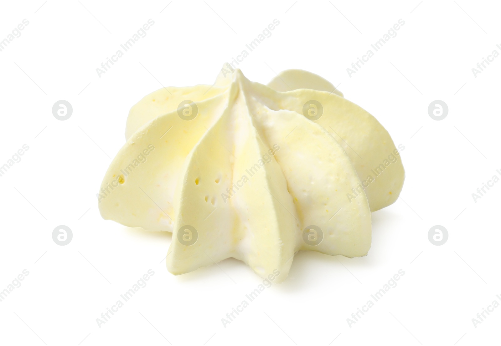 Photo of One delicious meringue cookie isolated on white