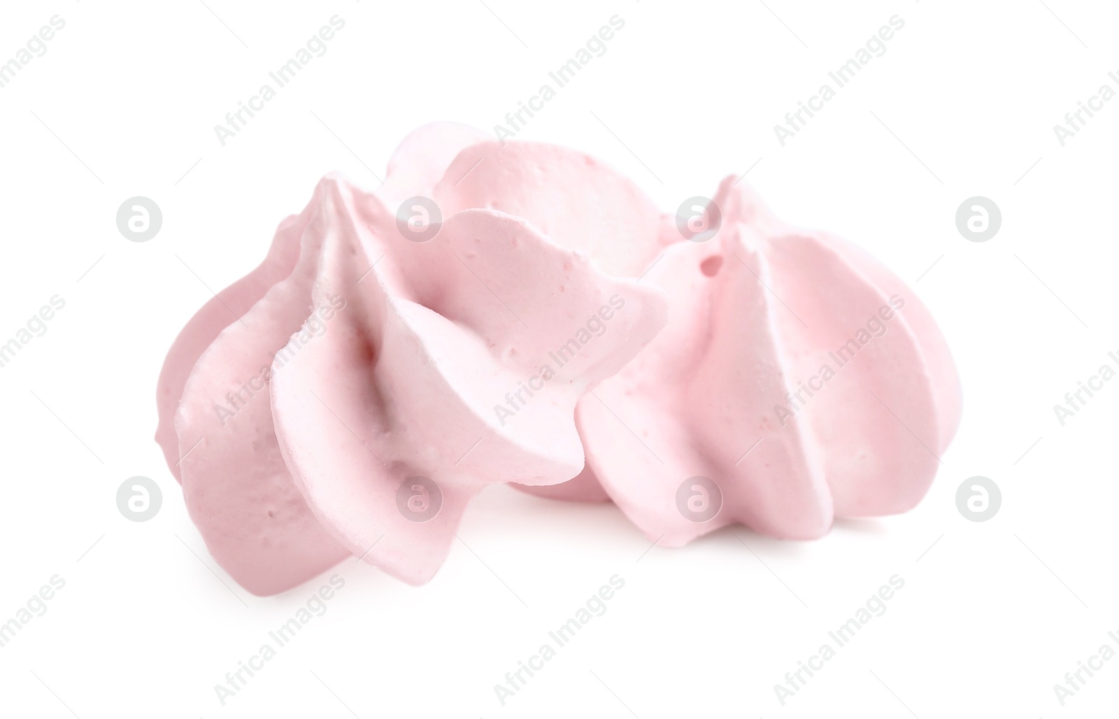 Photo of Two delicious meringue cookies isolated on white