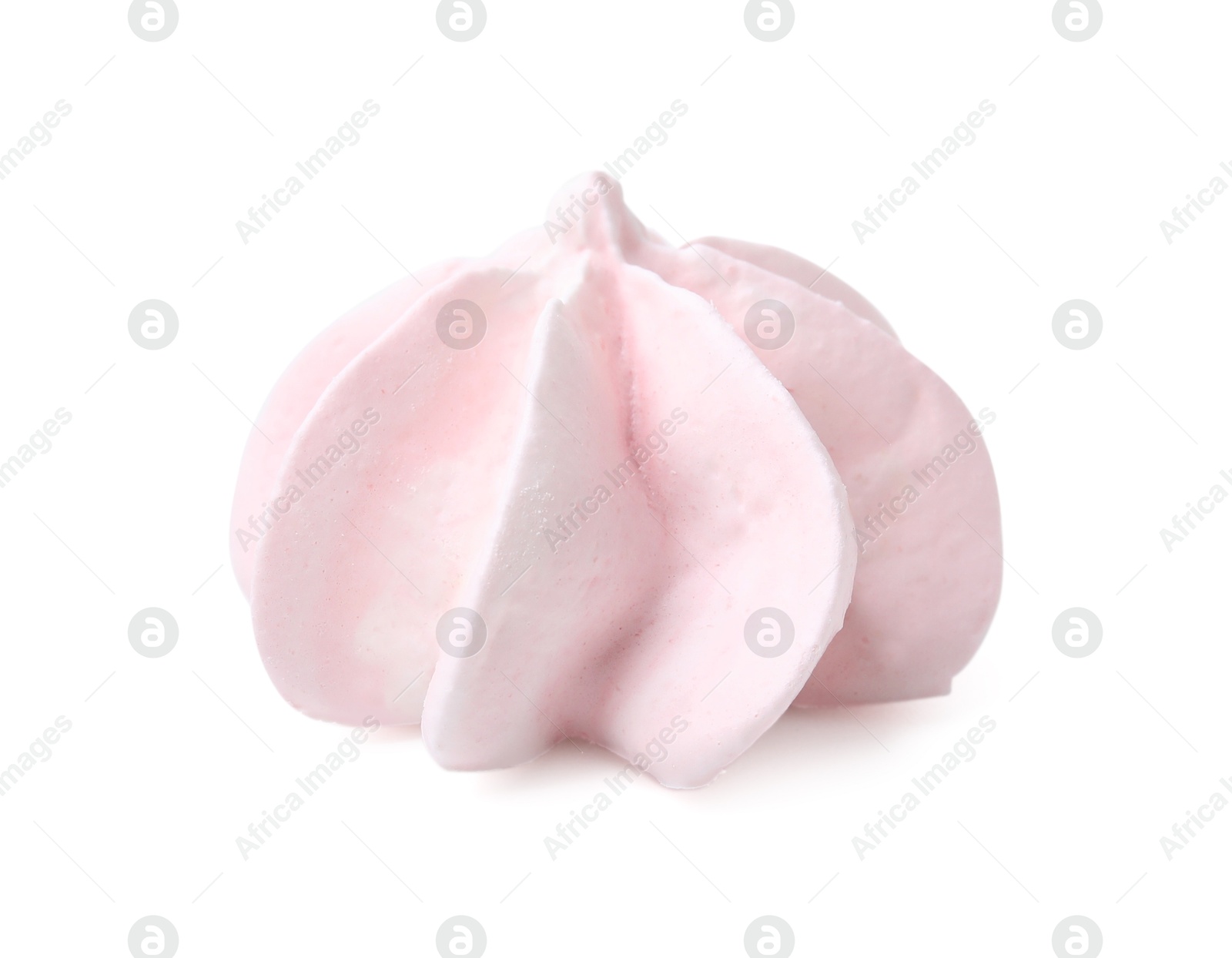 Photo of One delicious meringue cookie isolated on white