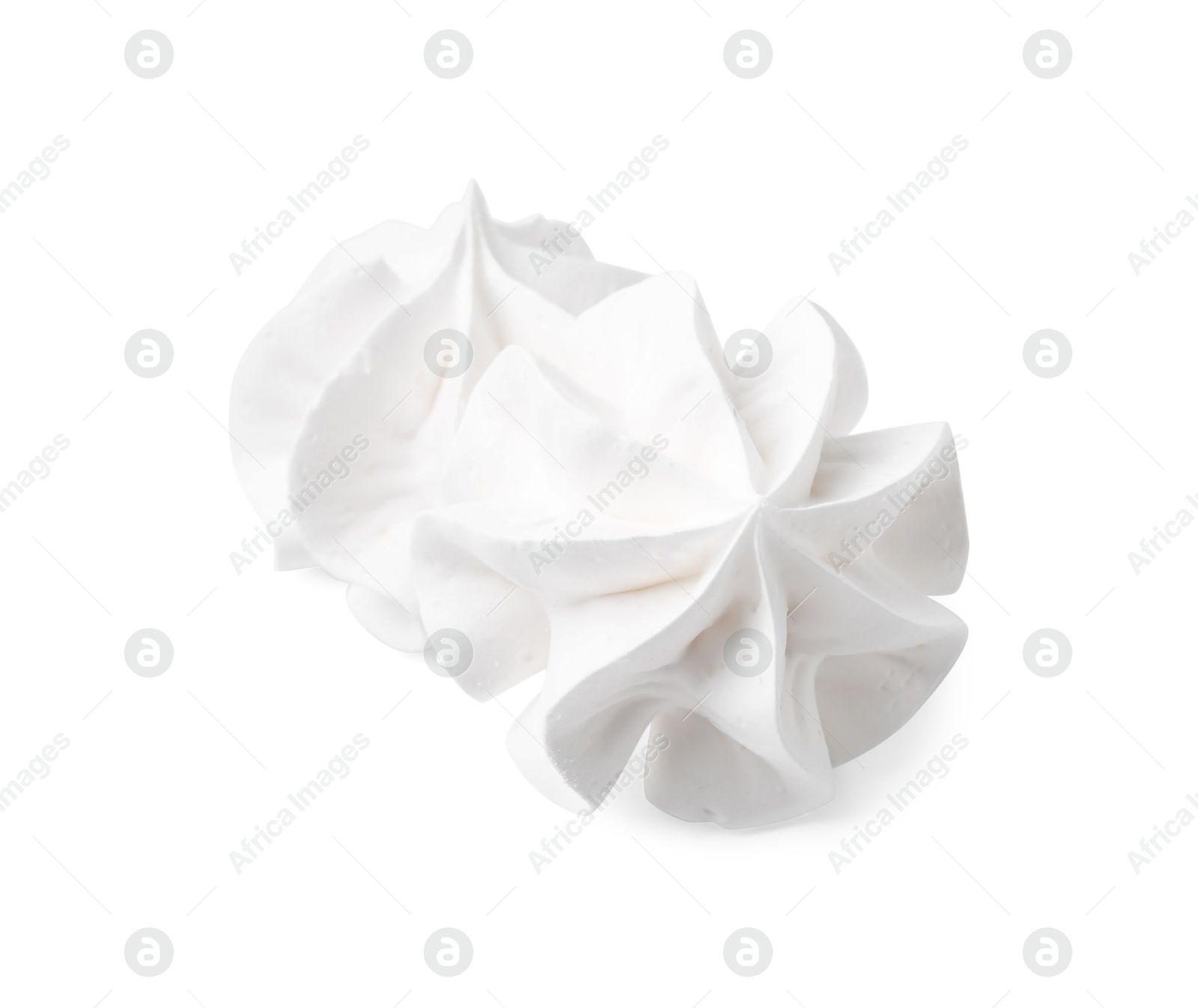 Photo of Two delicious meringue cookies isolated on white