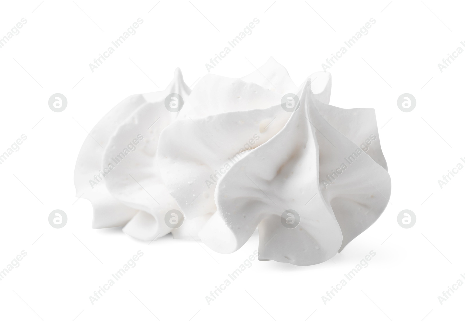 Photo of Two delicious meringue cookies isolated on white