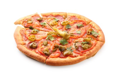 Photo of Delicious hot pizza Diablo isolated on white