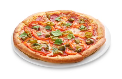 Photo of Delicious hot pizza Diablo isolated on white