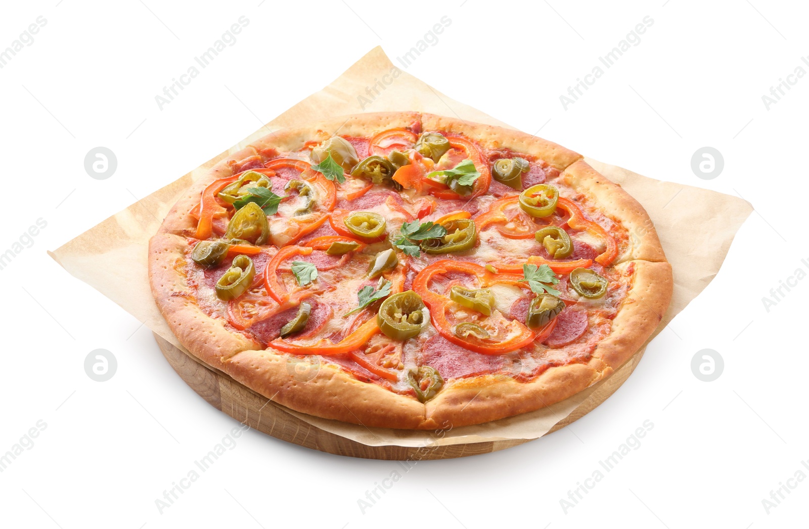 Photo of Delicious hot pizza Diablo isolated on white