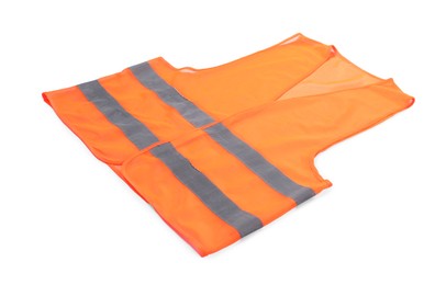 Orange reflective vest isolated on white. Safety equipment