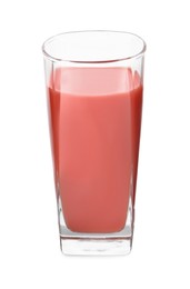 Fresh tomato juice in glass isolated on white