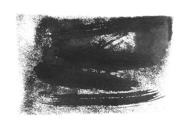 Abstract black ink painting isolated on white, top view