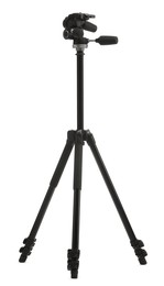 Professional tripod isolated on white. Photo studio equipment