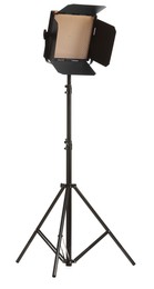 Professional lighting equipment with tripod isolated on white. Photo studio tool