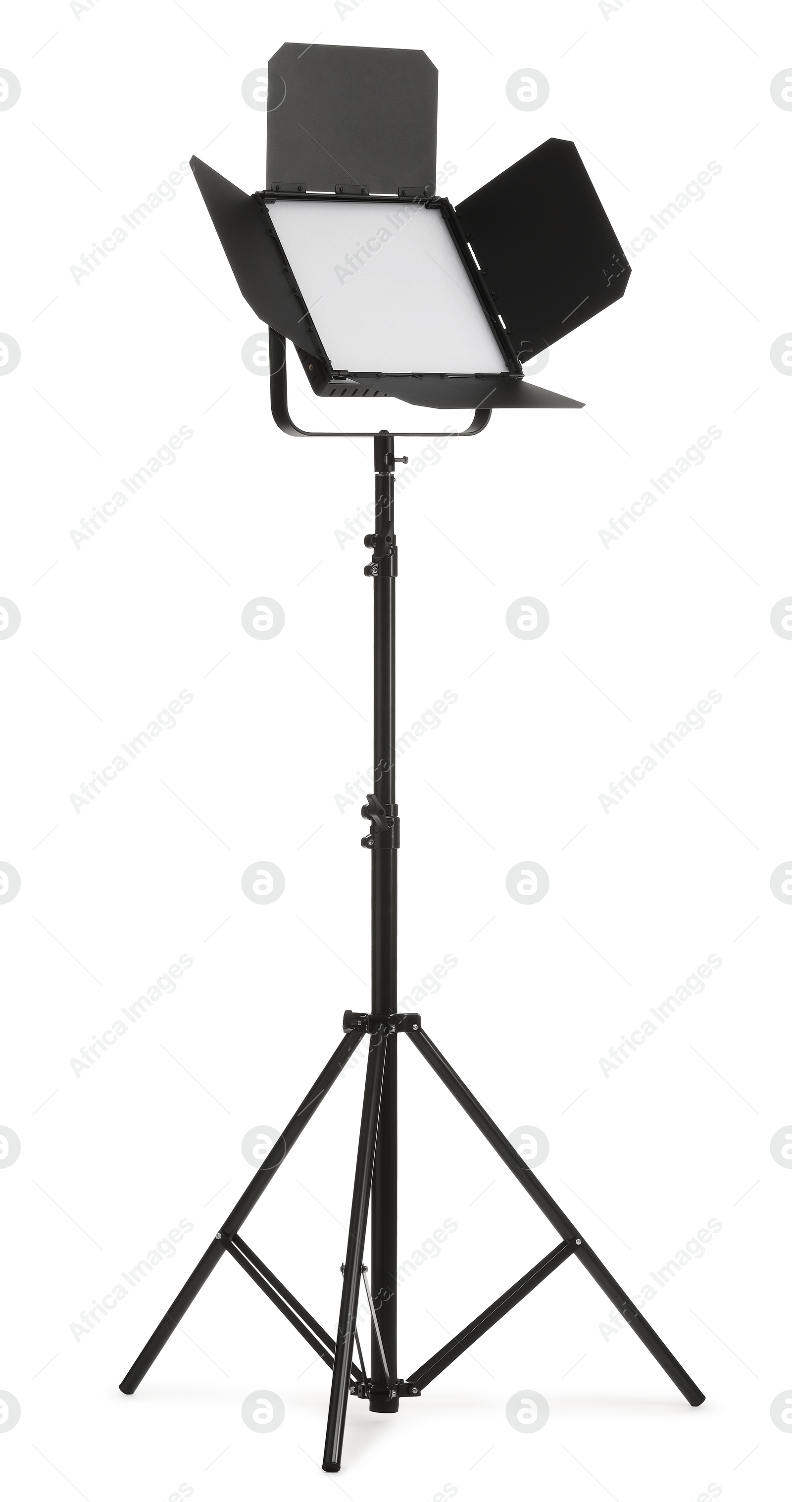 Photo of Professional lighting equipment with tripod isolated on white. Photo studio tool