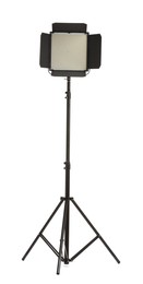 Professional lighting equipment with tripod isolated on white. Photo studio tool