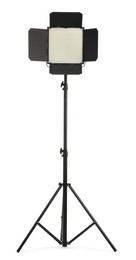 Photo of Professional lighting equipment with tripod isolated on white. Photo studio tool