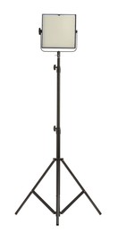 Photo of Professional lighting equipment with tripod isolated on white. Photo studio tool