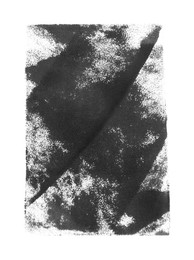 Abstract black ink painting isolated on white, top view