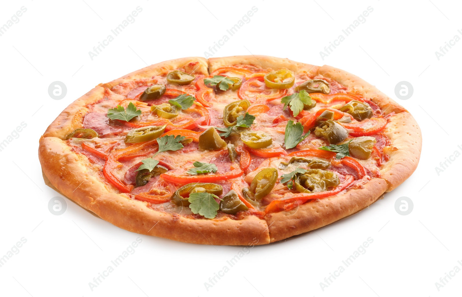 Photo of Delicious hot pizza Diablo isolated on white