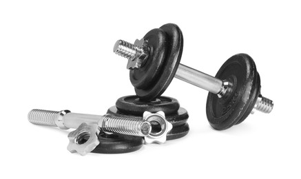 Barbell and parts of one isolated on white