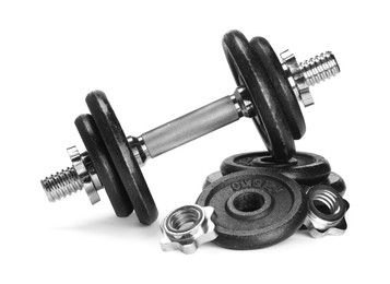 Barbell and parts of one isolated on white