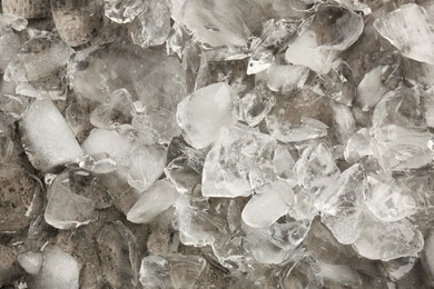 Pile of crushed ice as background, top view