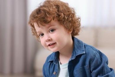 Portrait of little boy indoors. Cute child
