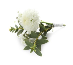 One small stylish boutonniere isolated on white