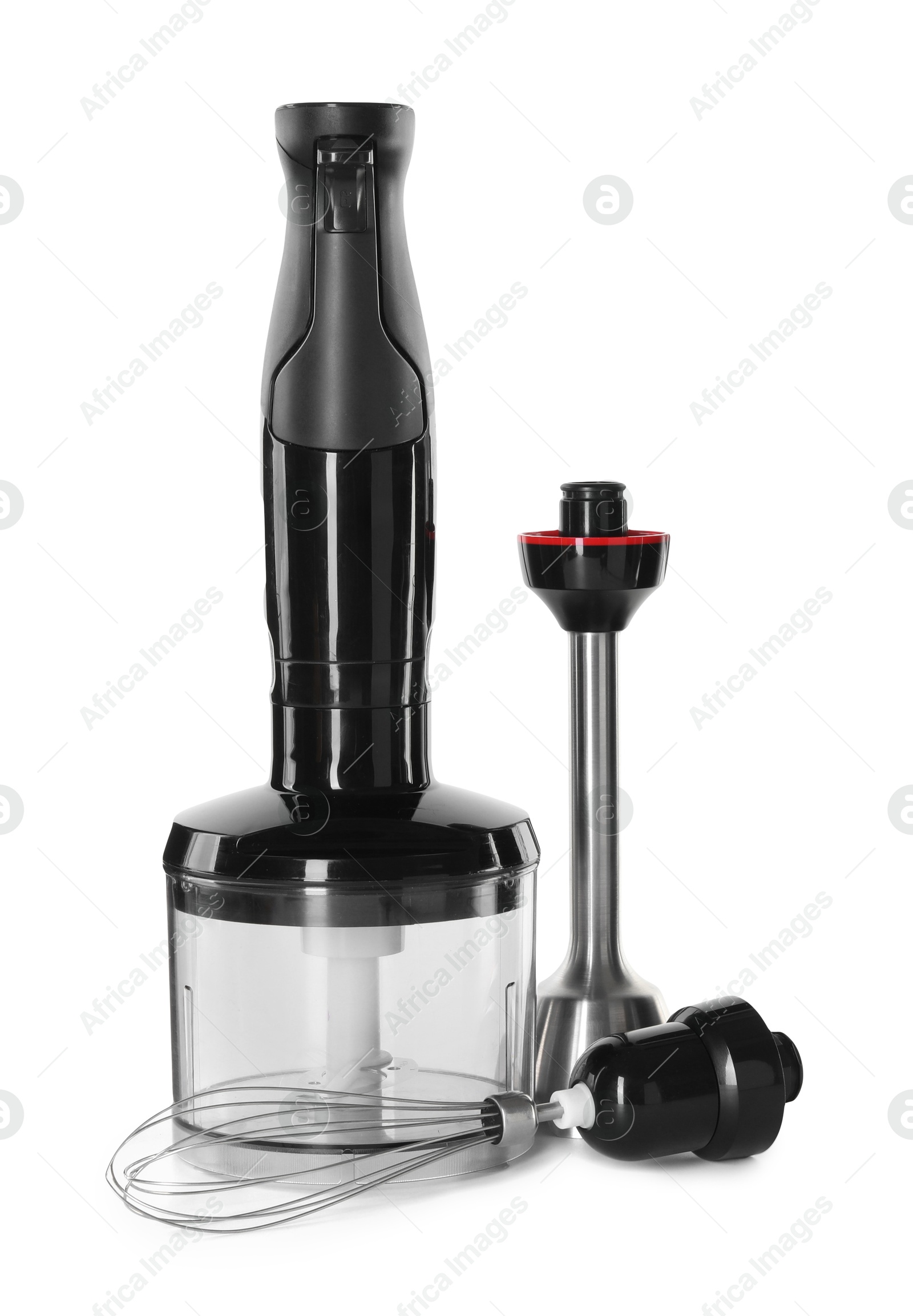 Photo of Modern hand blender kit isolated on white