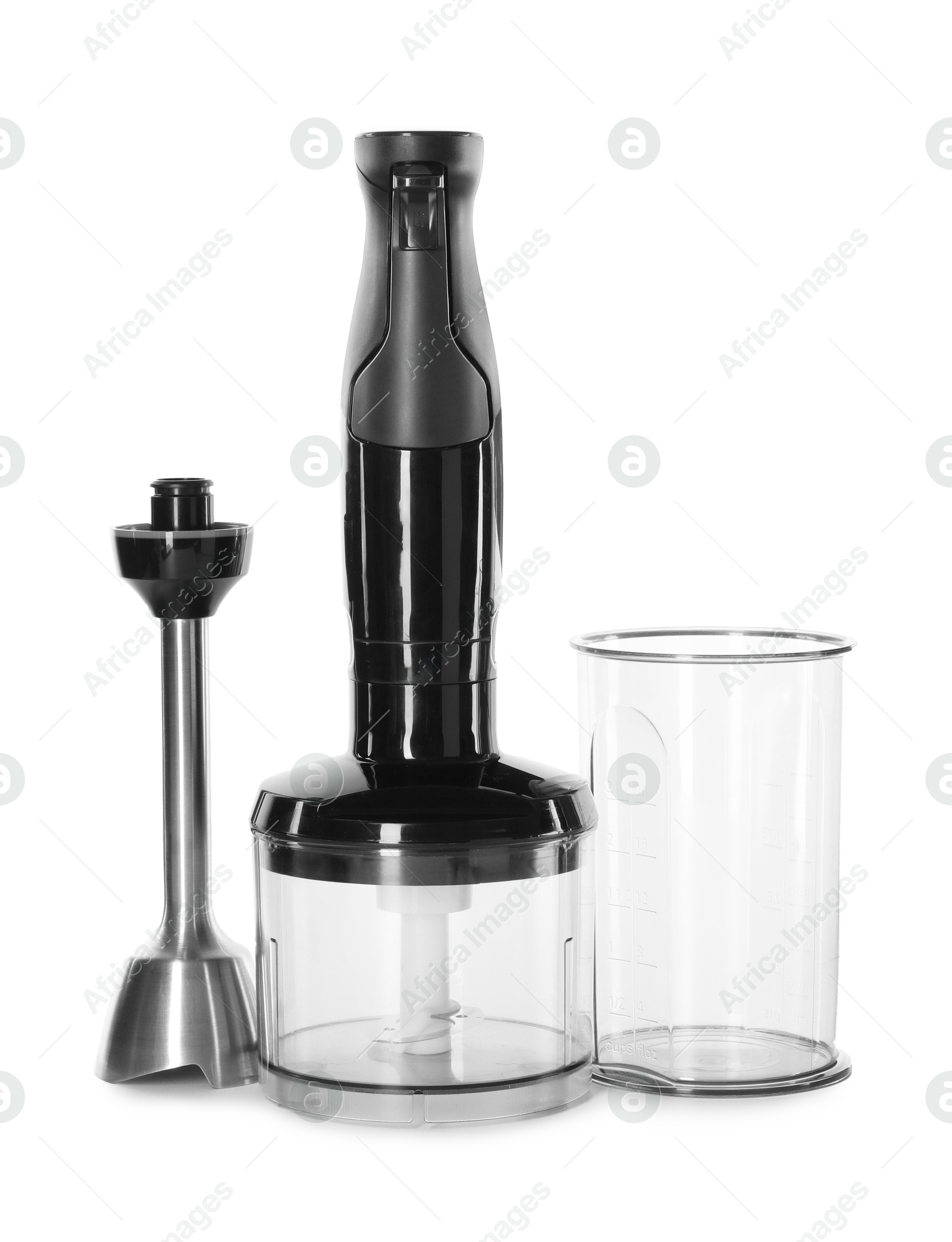 Photo of Modern hand blender kit isolated on white