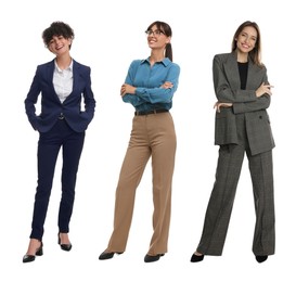 Group of different businesswomen on white background