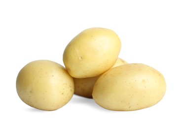 Photo of Whole fresh raw potatoes isolated on white