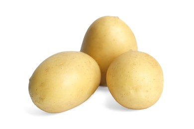 Whole fresh raw potatoes isolated on white