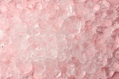 Pieces of crushed ice as background, top view