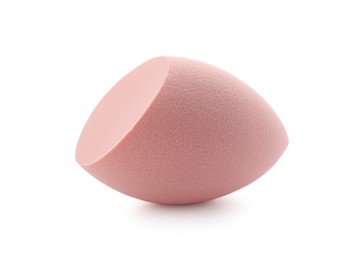 Photo of One beige makeup sponge isolated on white