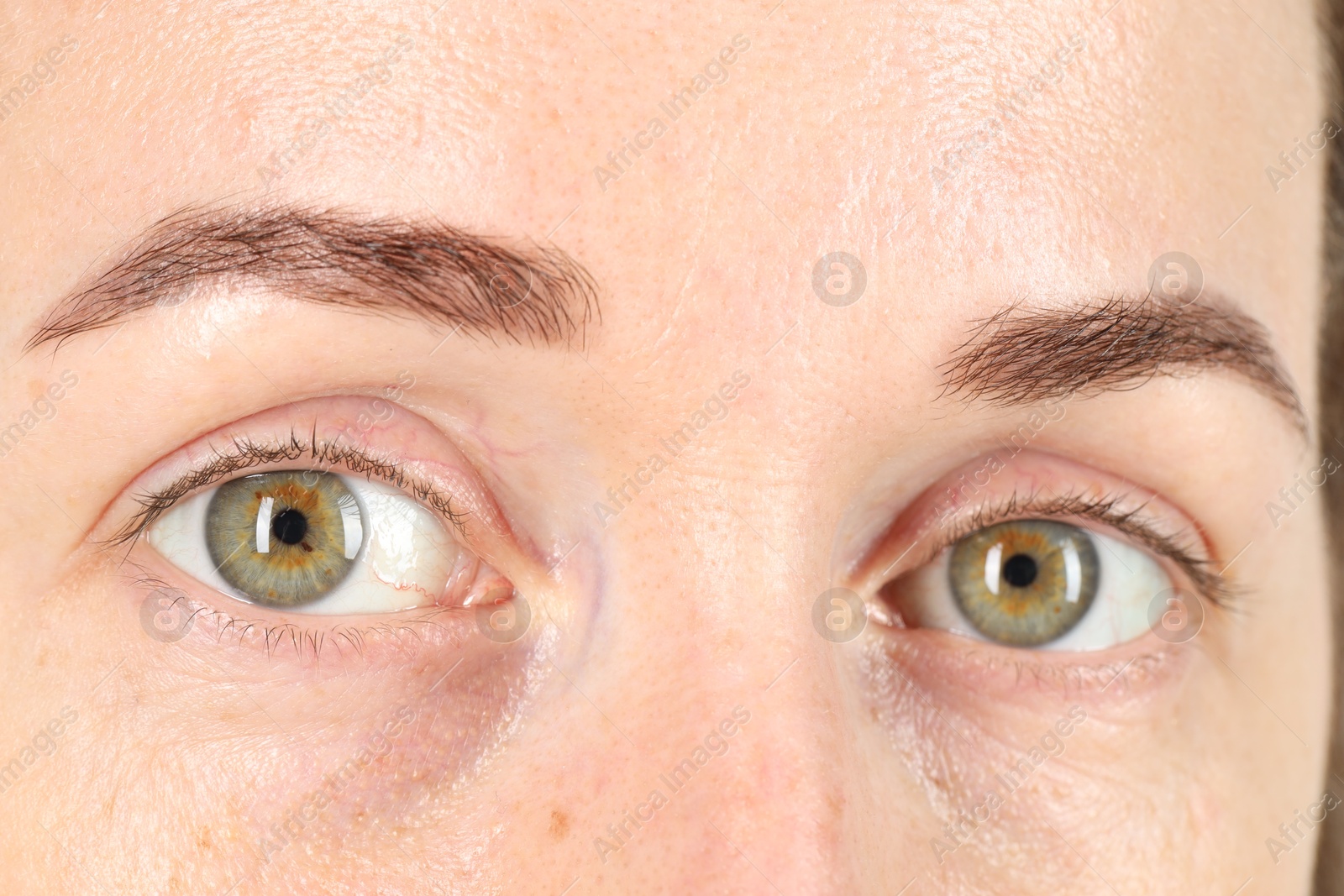 Photo of Woman with beautiful green eyes, closeup view