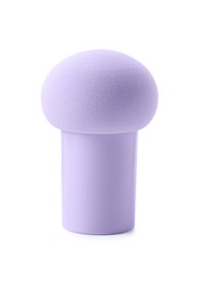 Photo of One violet makeup sponge isolated on white