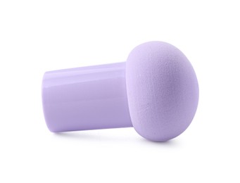 Photo of One violet makeup sponge isolated on white