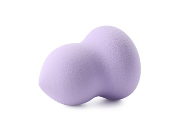 Photo of One violet makeup sponge isolated on white