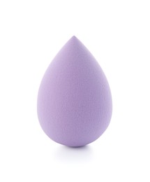 Photo of One violet makeup sponge isolated on white