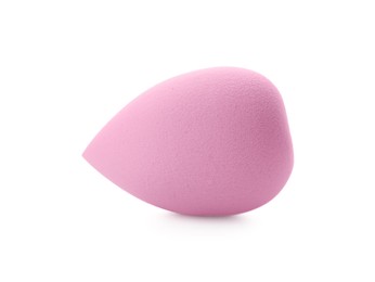 Photo of One pink makeup sponge isolated on white