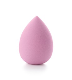 Photo of One pink makeup sponge isolated on white