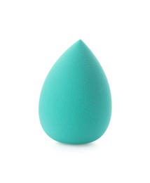 Photo of One turquoise makeup sponge isolated on white