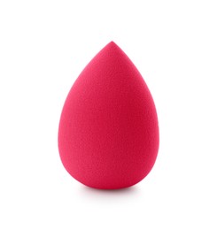 One pink makeup sponge isolated on white