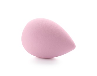 Photo of One pink makeup sponge isolated on white