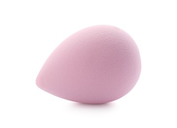 One pink makeup sponge isolated on white