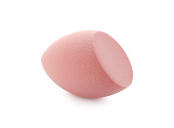 Photo of One beige makeup sponge isolated on white