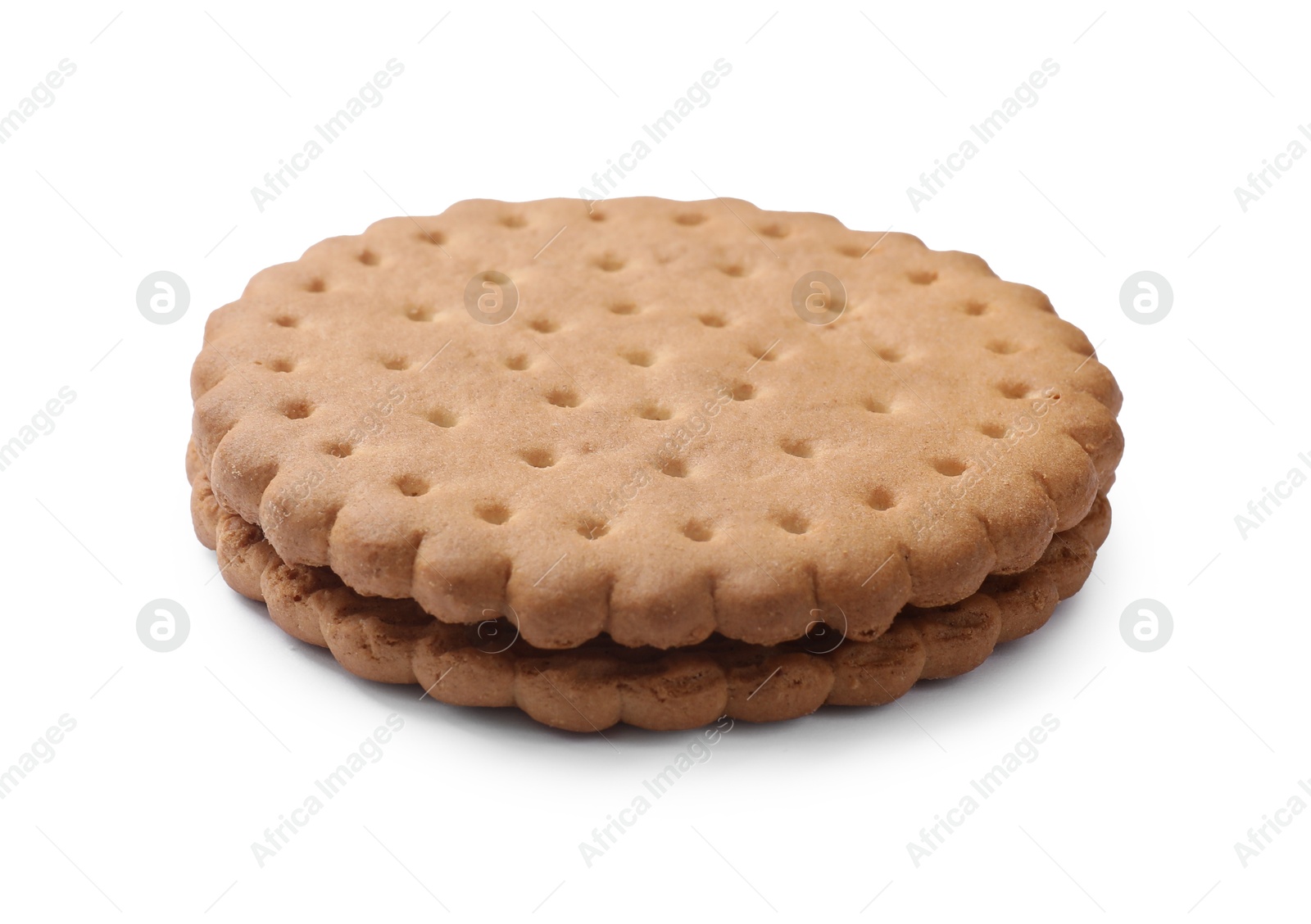 Photo of One tasty sandwich cookie isolated on white