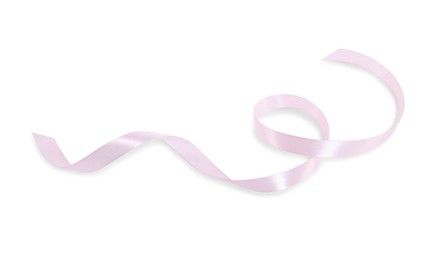 Photo of One beautiful pink ribbon isolated on white