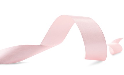 One beautiful pink ribbon isolated on white