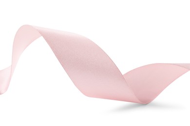 One beautiful pink ribbon isolated on white